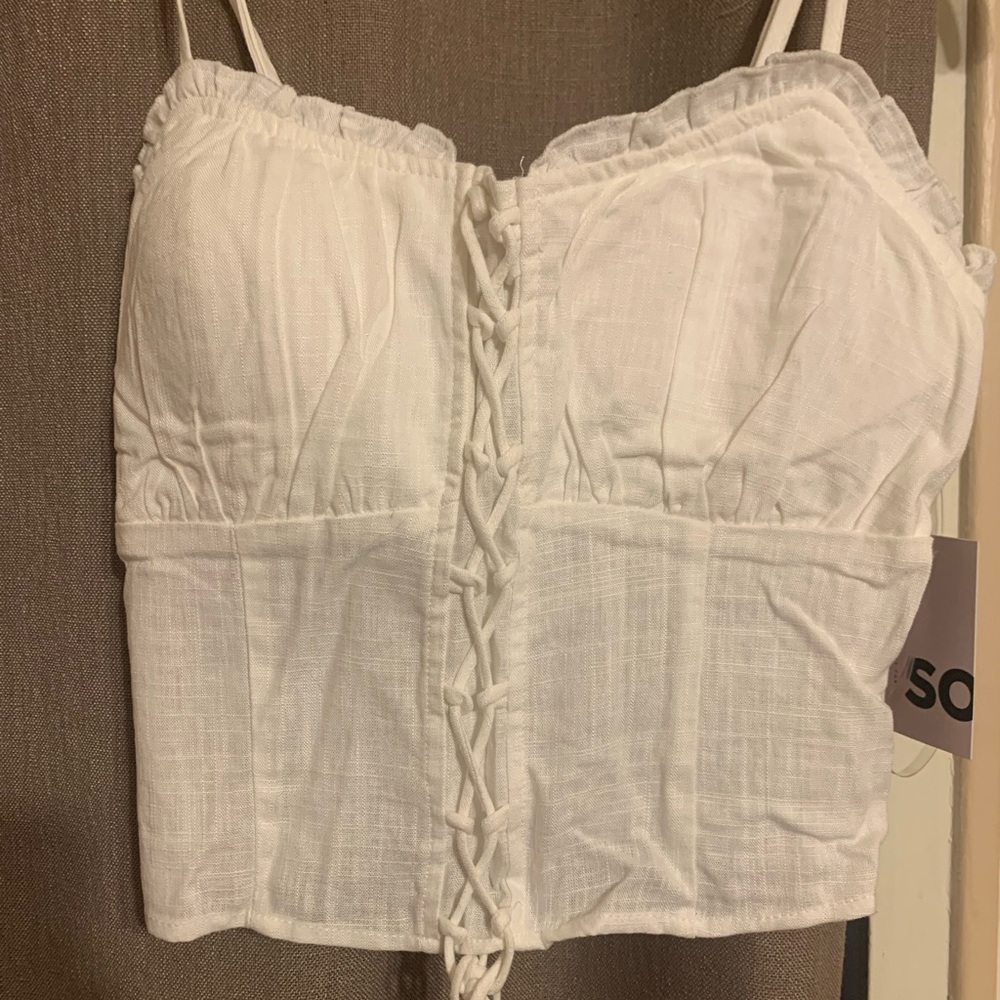 Lace up corset crop top sz medium white